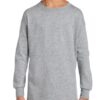 Model wearing Gildan - Ultra Cotton® Youth Long Sleeve T-Shirt - 2400B